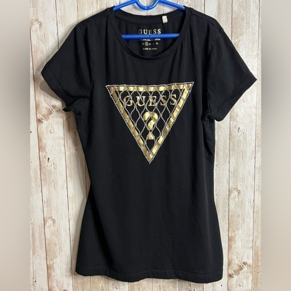 Guess Black with Gold Logo Short Sleeved Shirt